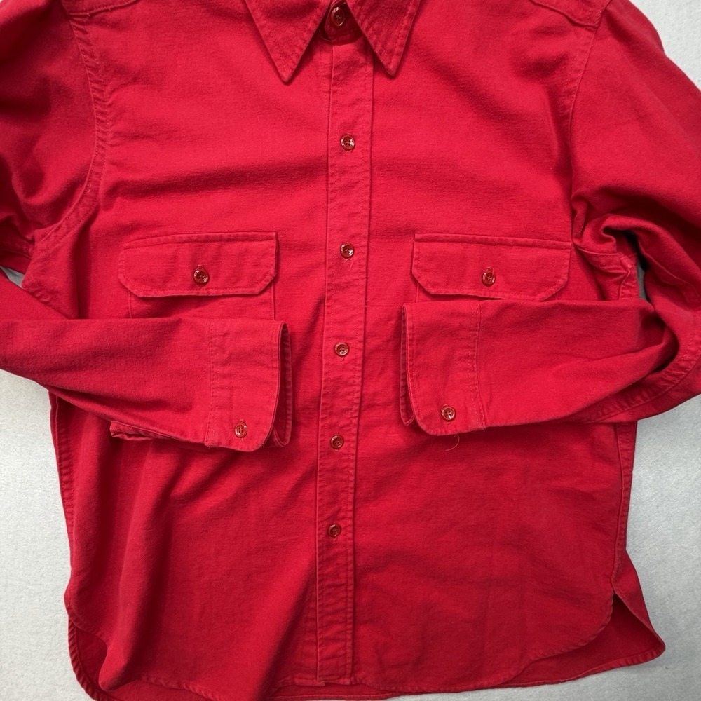 Vintage 70/80s Woolrich Red Cotton Canvas Chamois Shacket Work Shirt USA Made XL - Picture 8 of 8